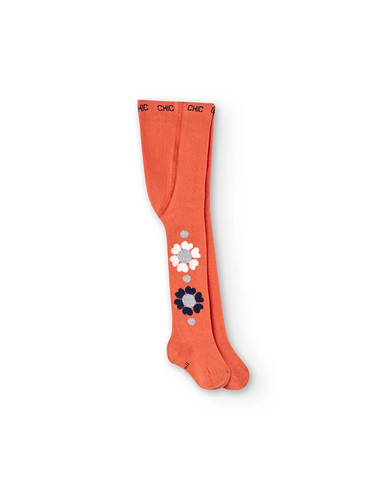 COLLANTS FLEURS ORANGE 6M